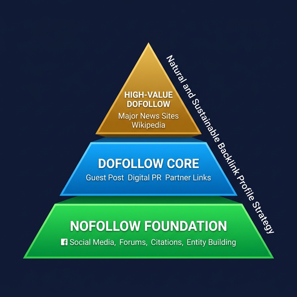 Chiến lược kim tự tháp backlink kết hợp Dofollow và Nofollow