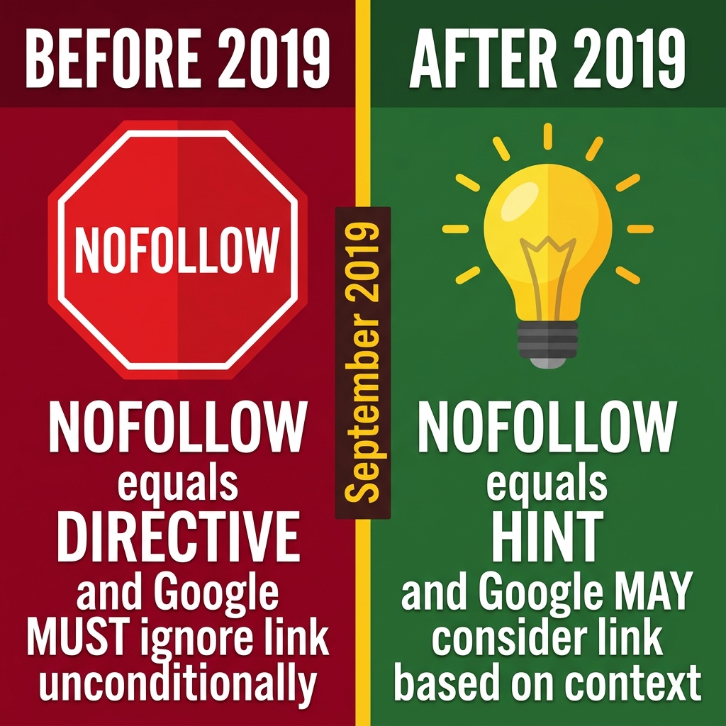 So sánh Nofollow trước và sau 2019 — từ Directive sang Hint