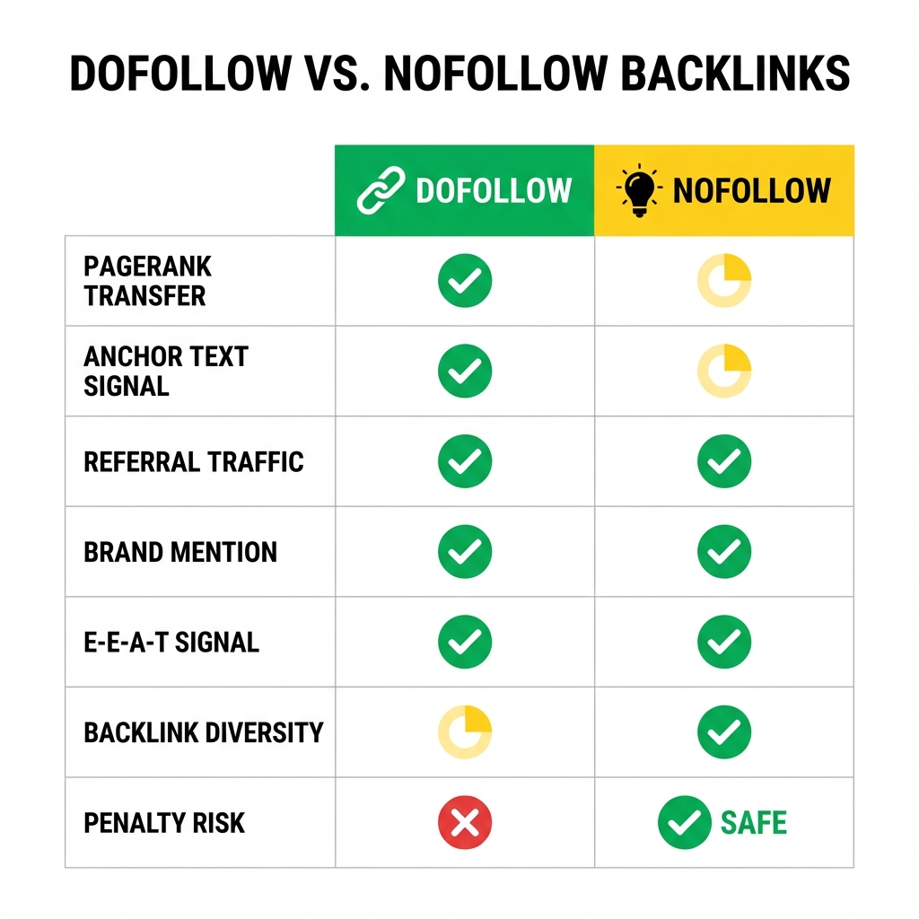 Bảng so sánh Dofollow và Nofollow theo 7 tiêu chí quan trọng